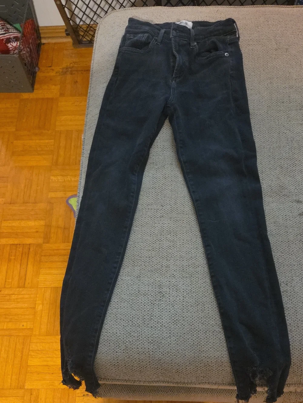 Agolde Black Skinny Jeans with Distressed Hem